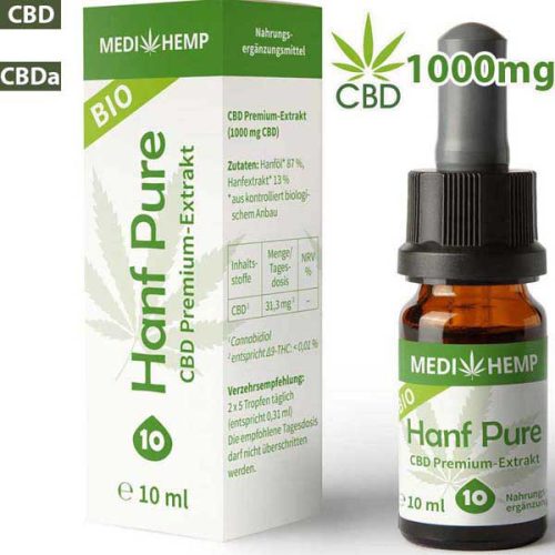 Medihemp Bio Hanf Pure 10% 10ml CBD ulei 1000mg - Fără THC