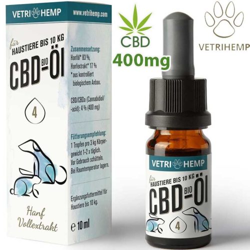 Vetrihemp Bio CBD Öl 4% 10ml - 400mg CBD für Tiere