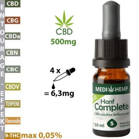 MEDIHEMP 5% COMPLETE CBD Olaj - 10ml | 500mg CBD